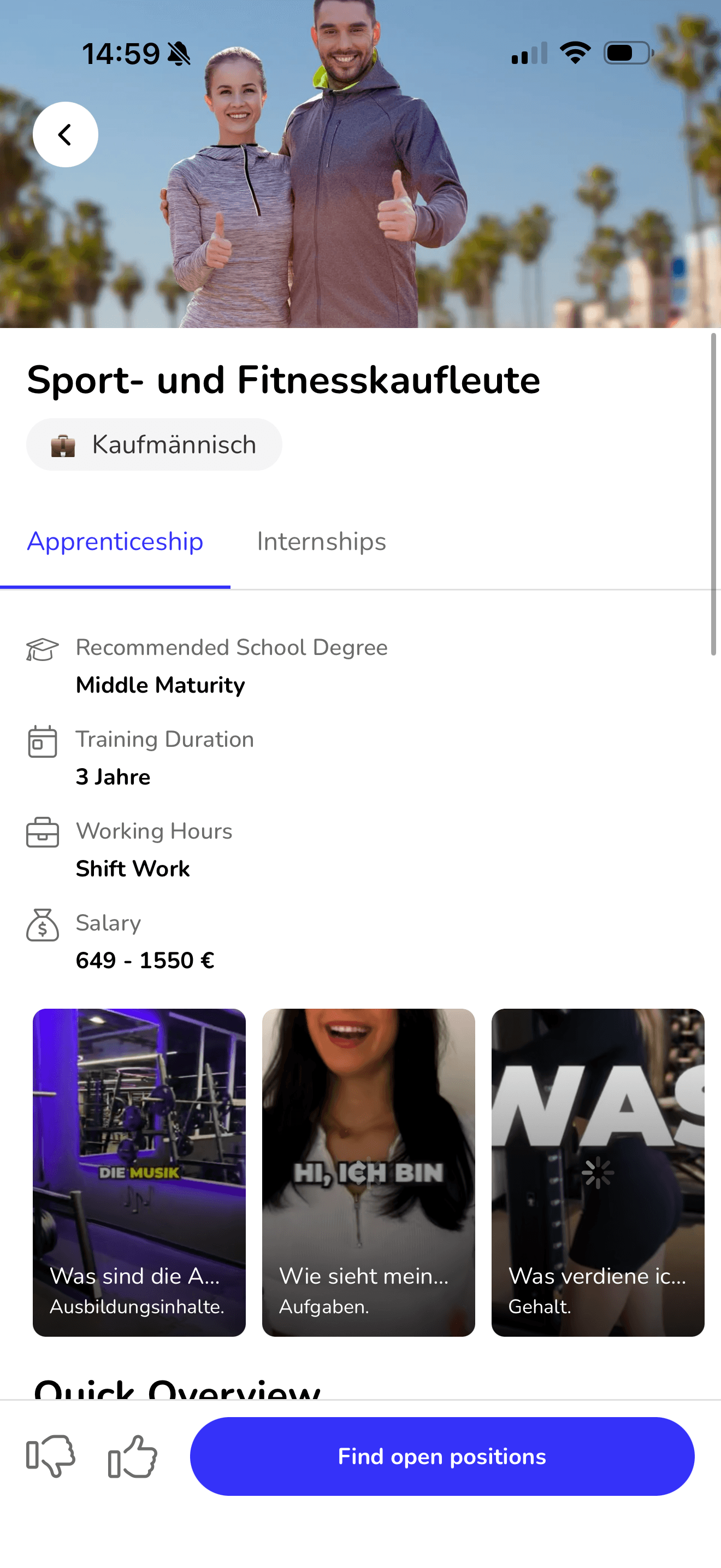JobGroup screen