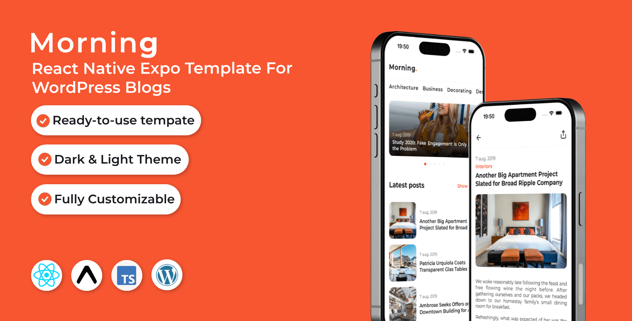 Morning - React Native Expo Blog WordPress Template