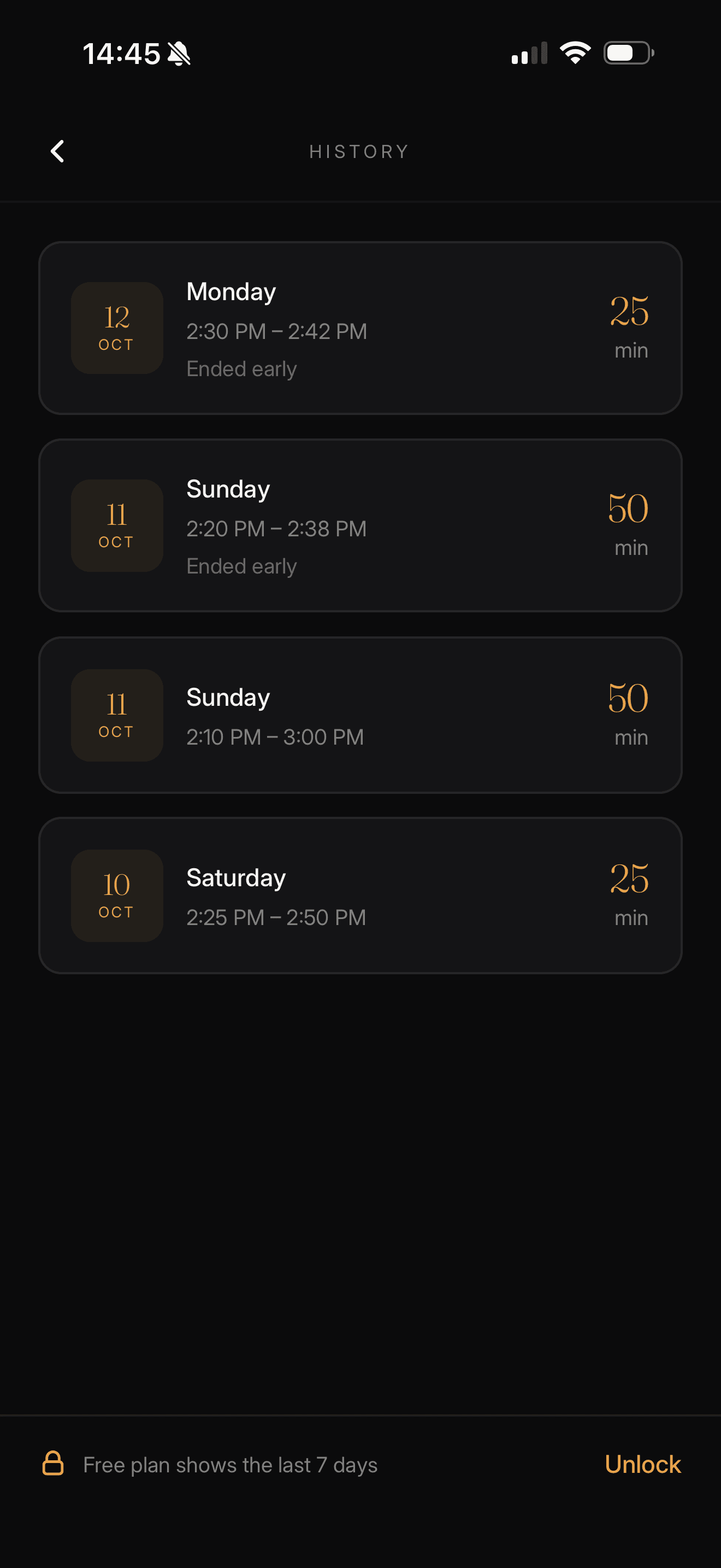 History screen