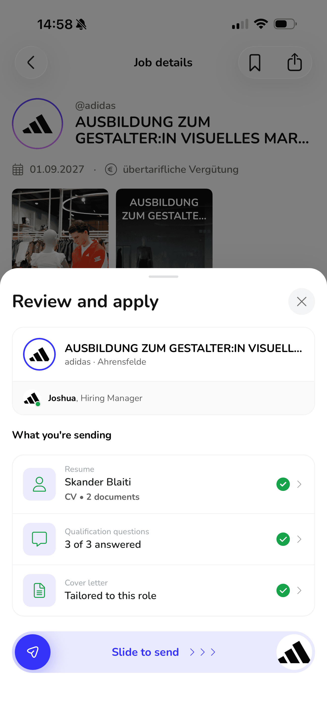 Apply screen